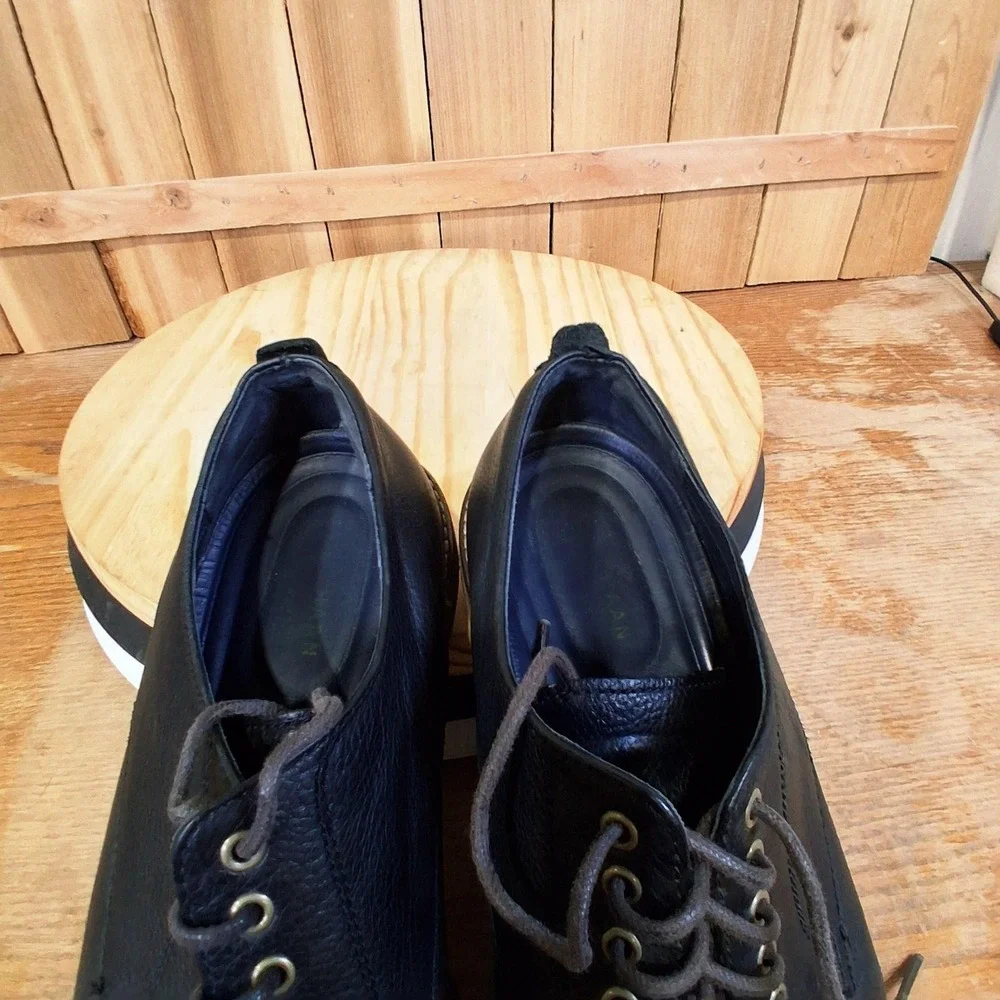 Cole Haan Watson Shoes Mens 9.5 M Black Leather Cap‎ Toe Derby Dress Comfort
